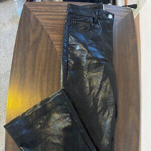 Aritzia Wilfred Melina Pants Black Vegan leather with Flare Sz 2